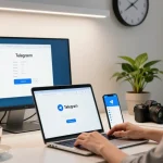 Setting up Telegram Chinese interface on a modern tech workspace